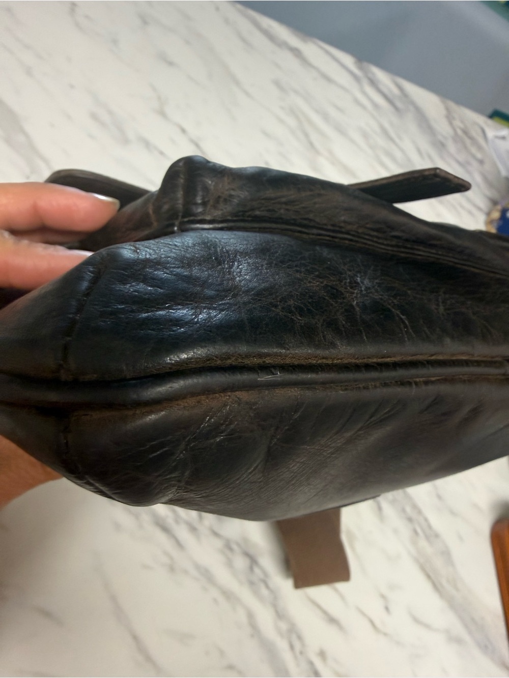 Belstaff vintage Italian leather speed bag messenger shoulder bag in brown - Picture 10 of 10